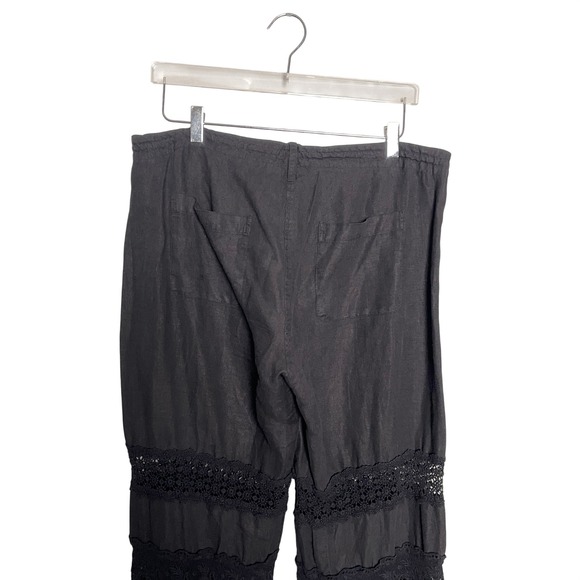 Johnny Was Womens 100% Linen Lace Lightweight Pants Size M Black - Picture 10 of 12